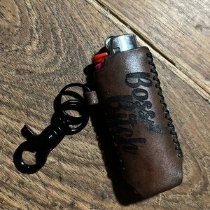 Hand Crafted Handmade Leather Lighter Case Cover with Clip Laser Cut Hand Sewn